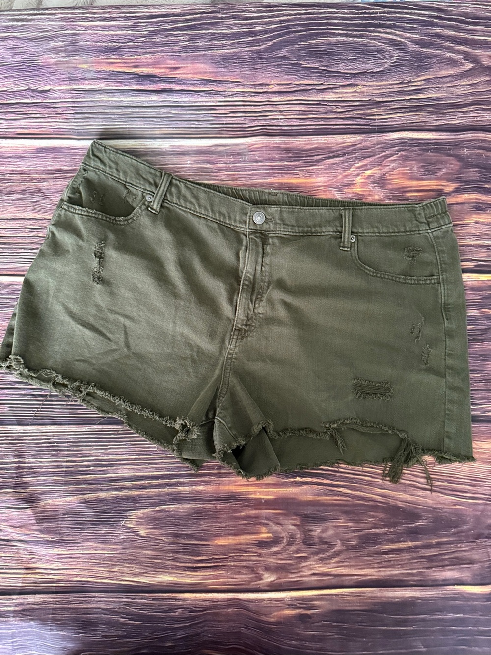 Aerie Olive Green Frayed Hem Women's Shorts